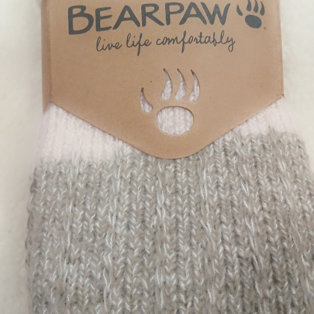 BearPaw Pink and Gray Knit Socks